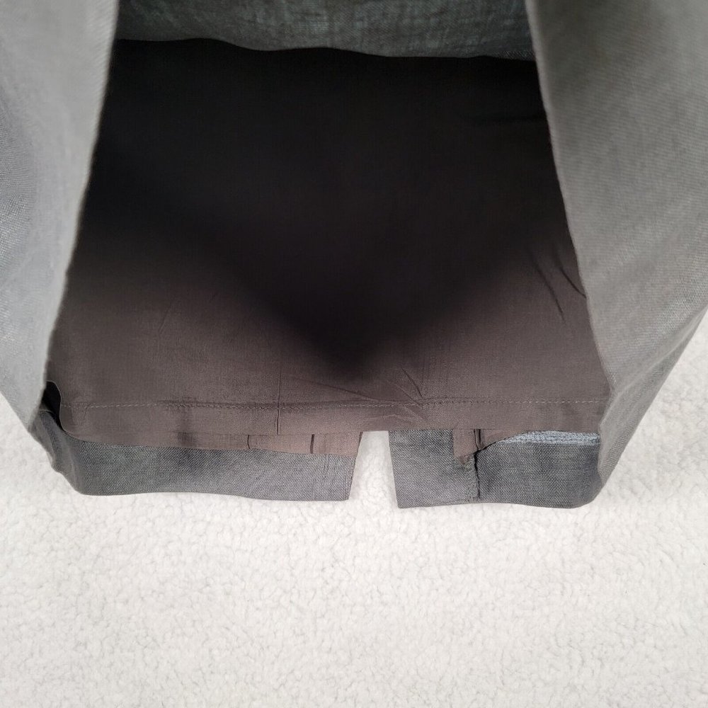 Vintage Liz Claiborne Gray Pure Linen High Waist Pleated Unique Pencil Skirt - Picture 5 of 12
